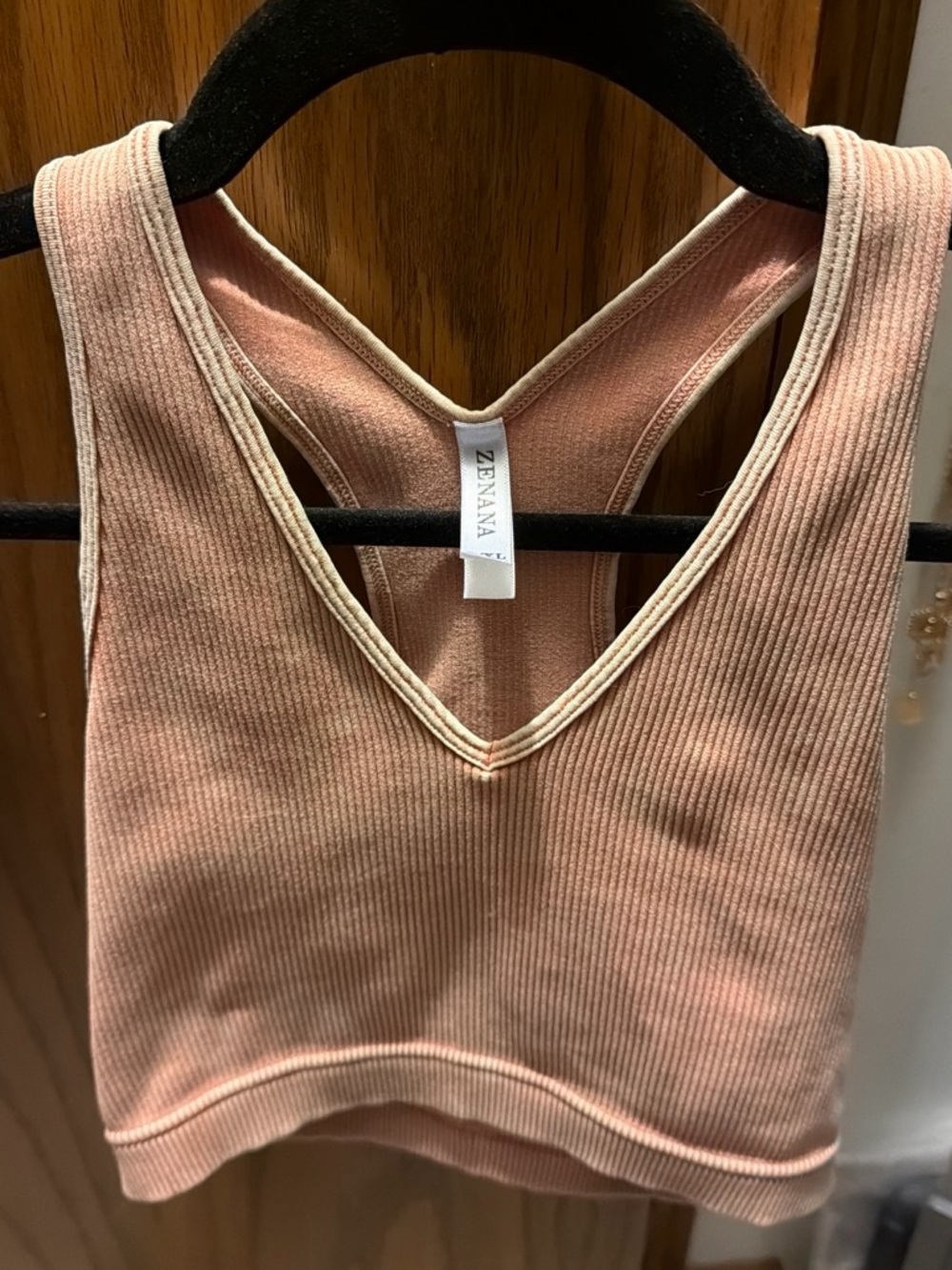 ZENANA Ribbed Peach/Pink Cropped Tank